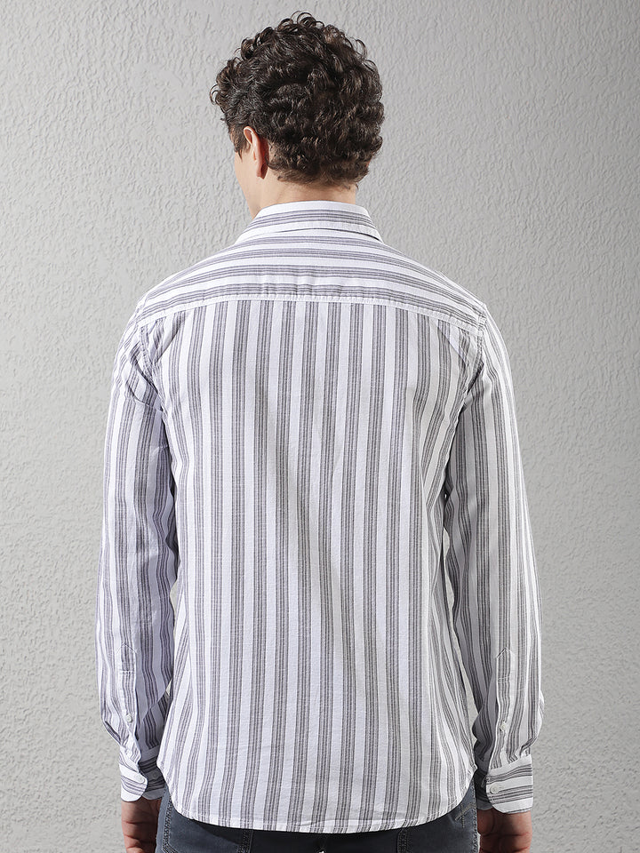 Green 100% Cotton Verical Stripes Shirt