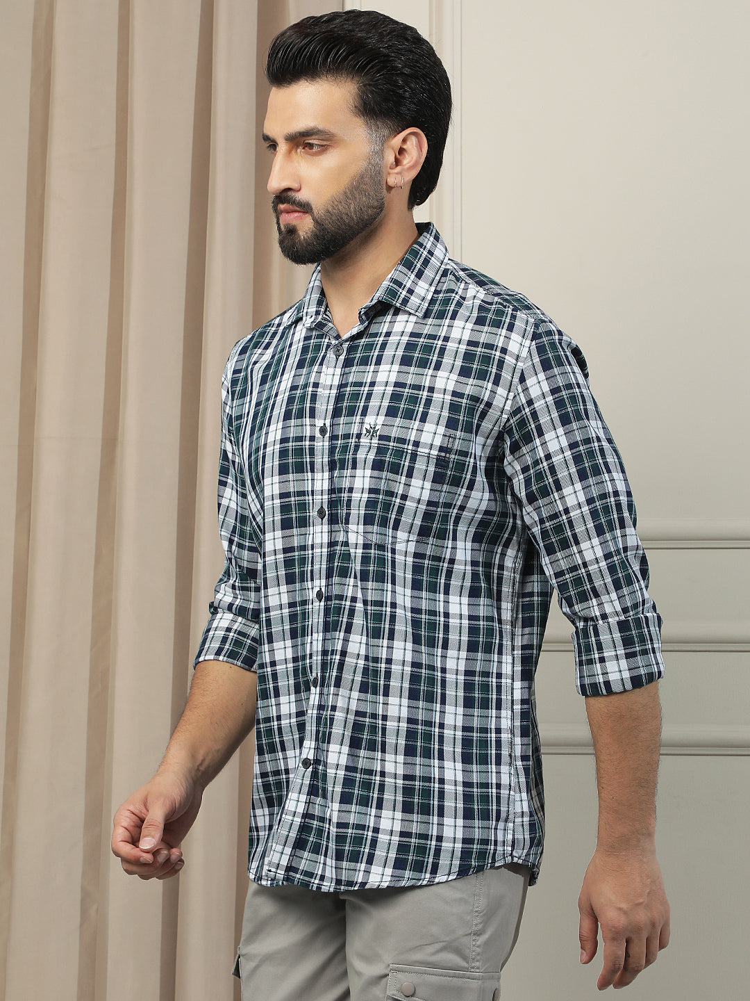 Forest Green 100% Cotton Checked Shirt