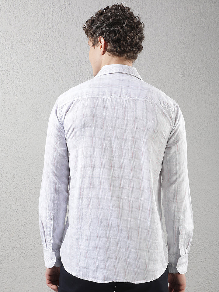 White 100% Cotton Checked Shirt