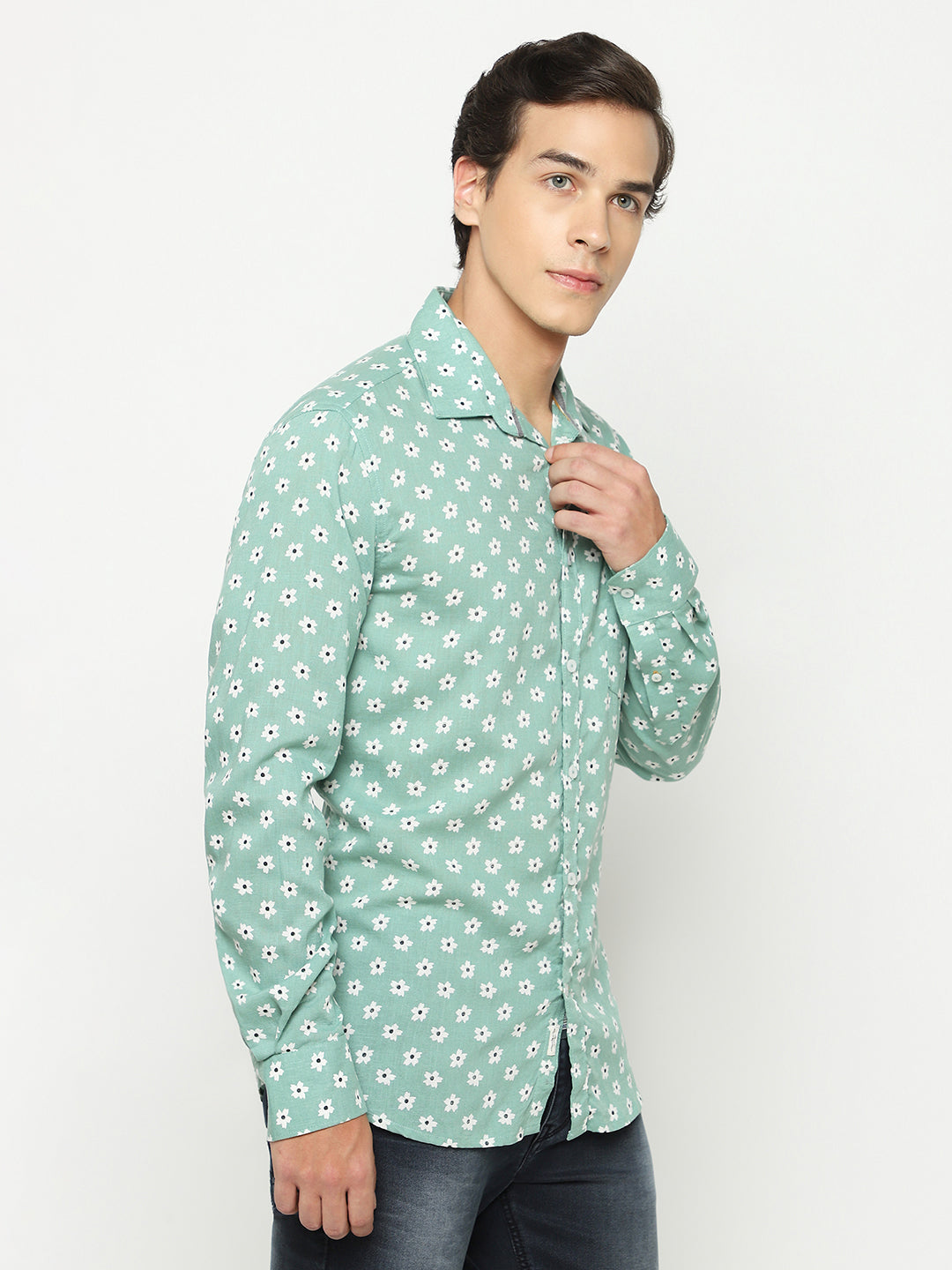 Green Floral Print Shirt