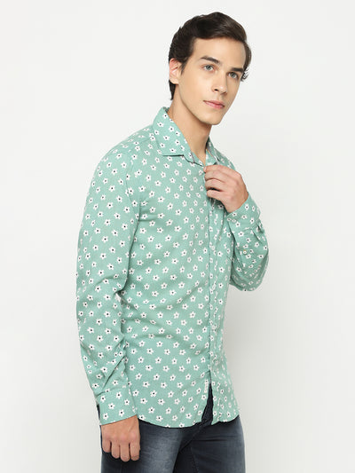 Green Floral Print Shirt
