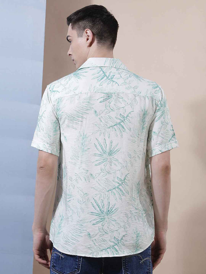 Green Floral Printed Shirt