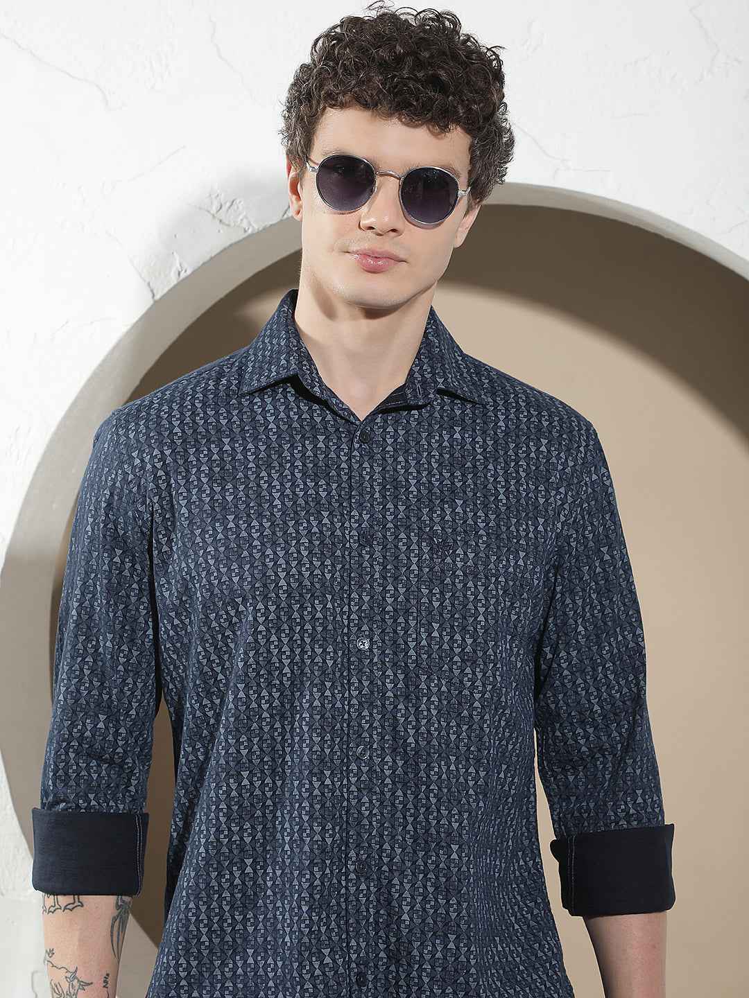 Navy Blue Printed Shirt