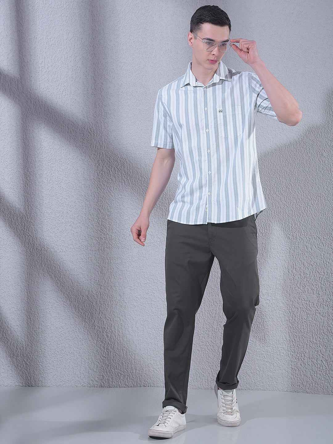 Green Vertical Stripes 100% Cotton Shirt