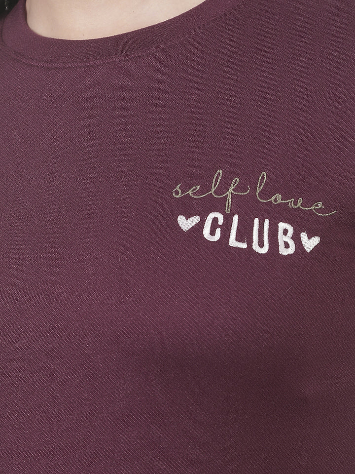 Wine Typographic Print Long Sleeves T-Shirt