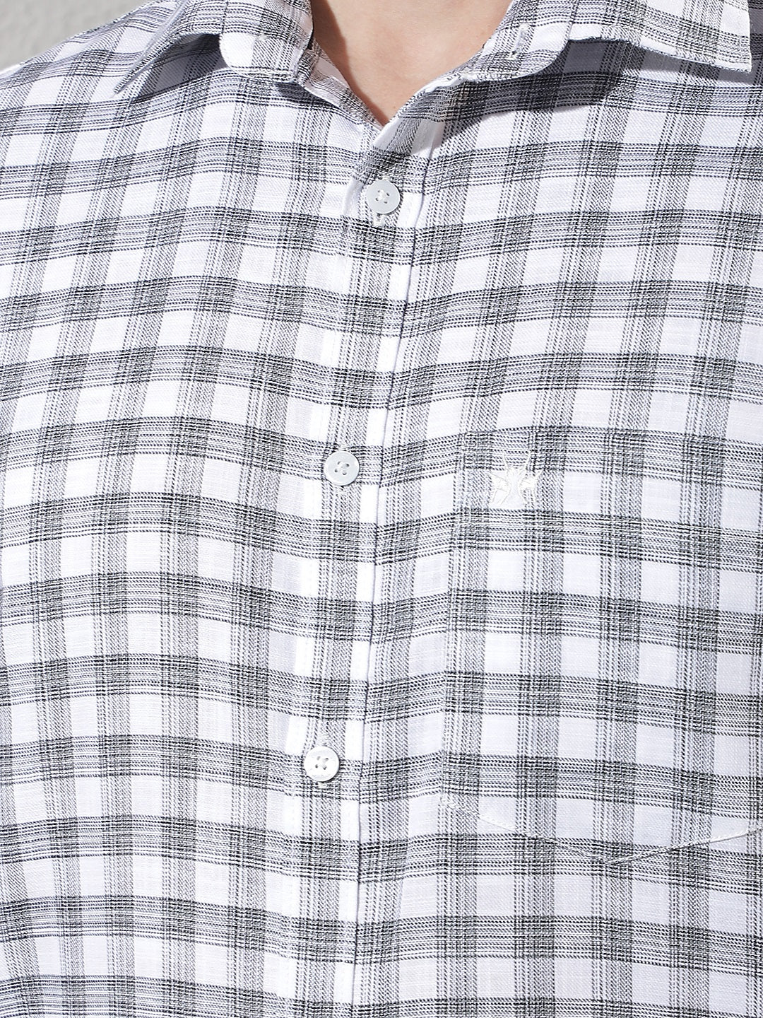 White 100% Cotton Checked Shirt