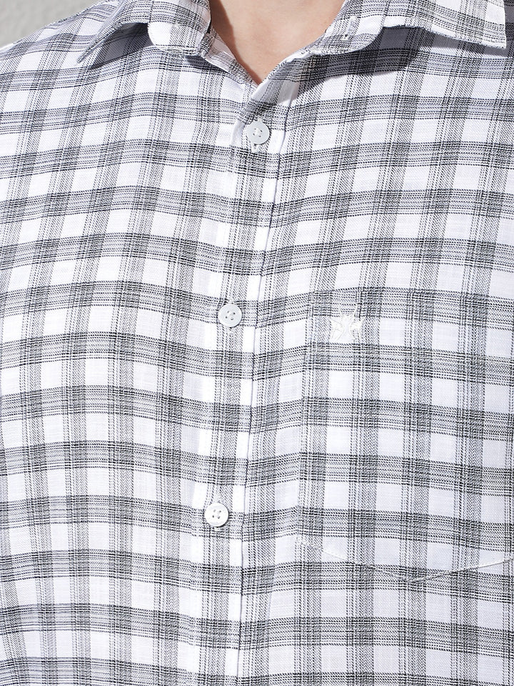 White 100% Cotton Checked Shirt