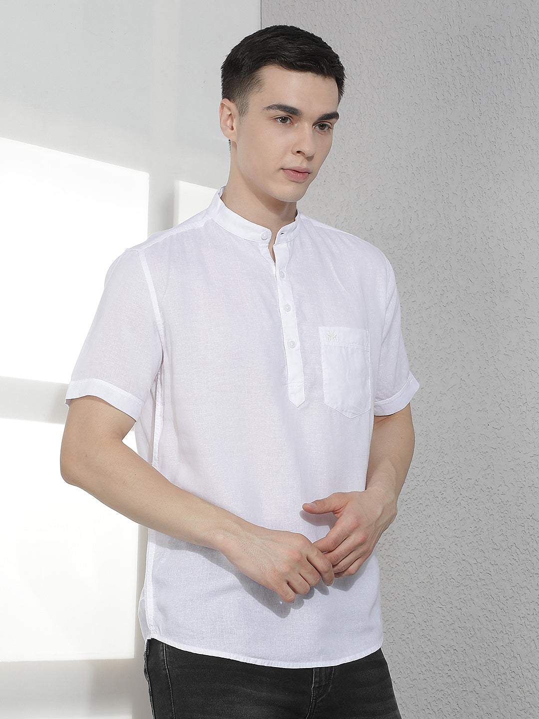Modern Pure White Linen Kurta