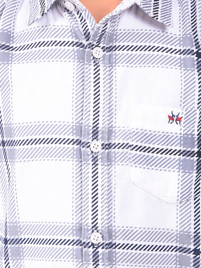 Grey Checked 100% Cotton Corduory Shirt