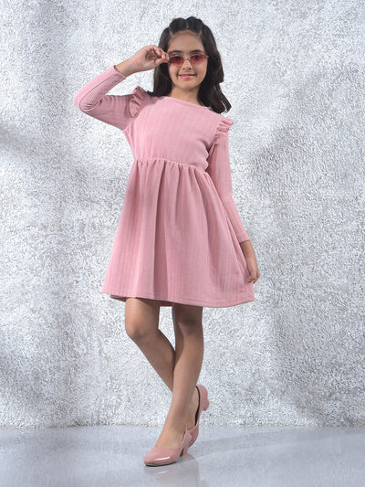 Pink Jacquard A-Line Dress