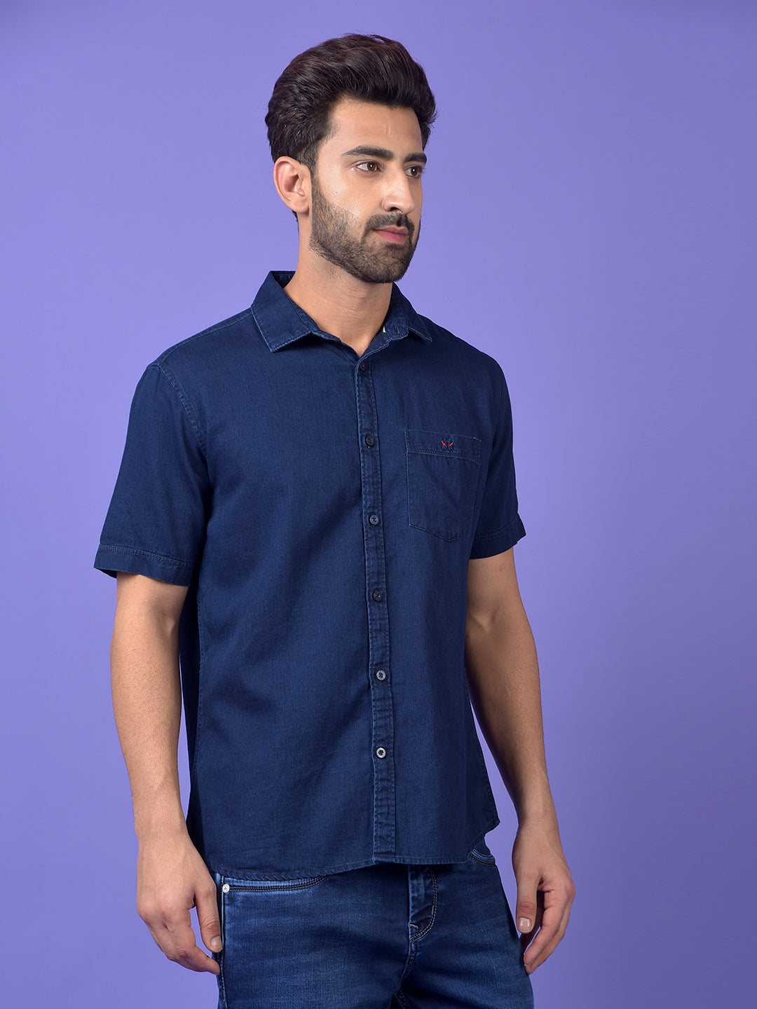 Navy Blue Denim Shirt