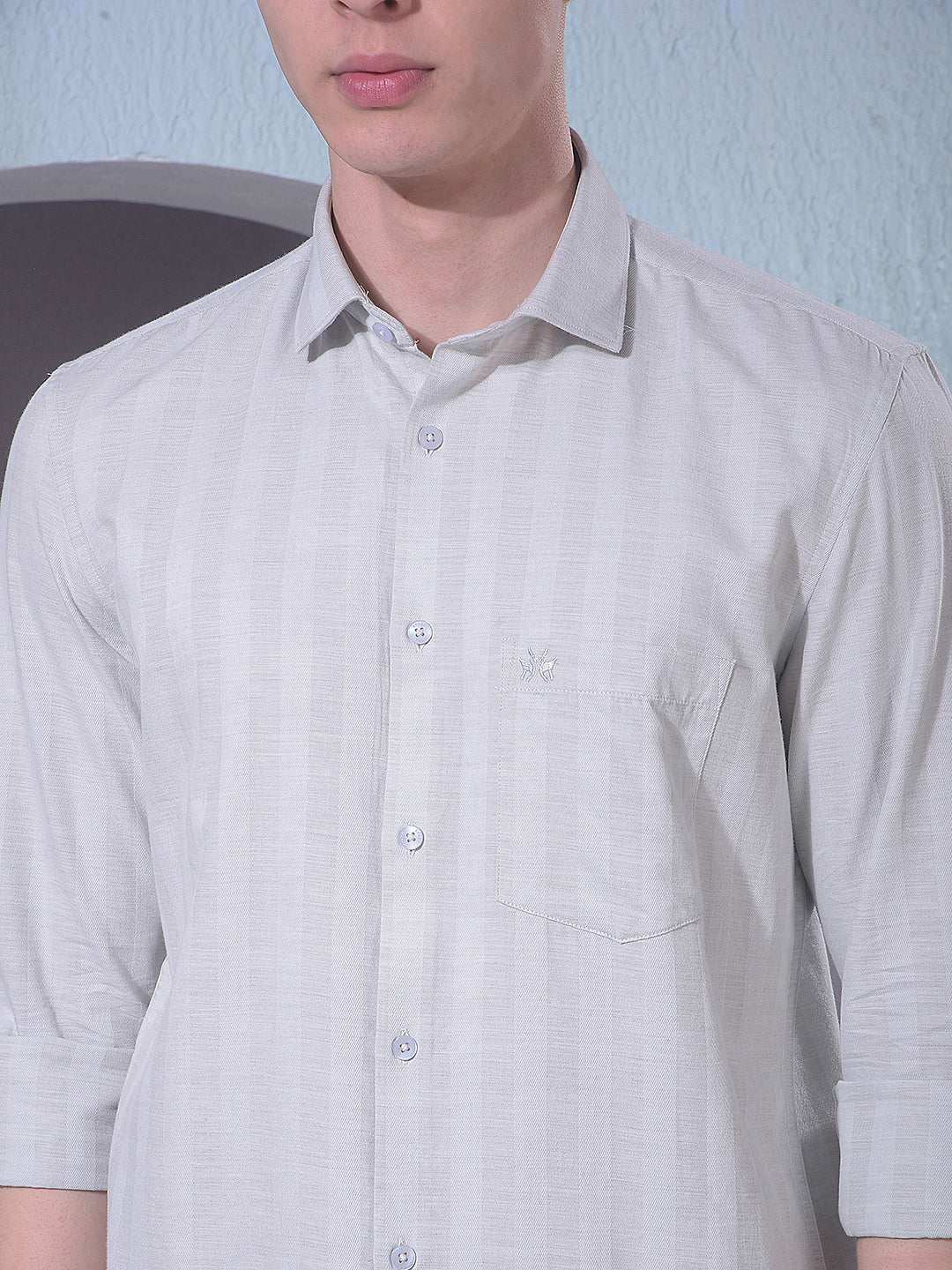 Grey Vertical Stripes Shirt