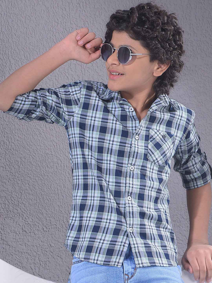 Blue Checked 100% Cotton Shirt