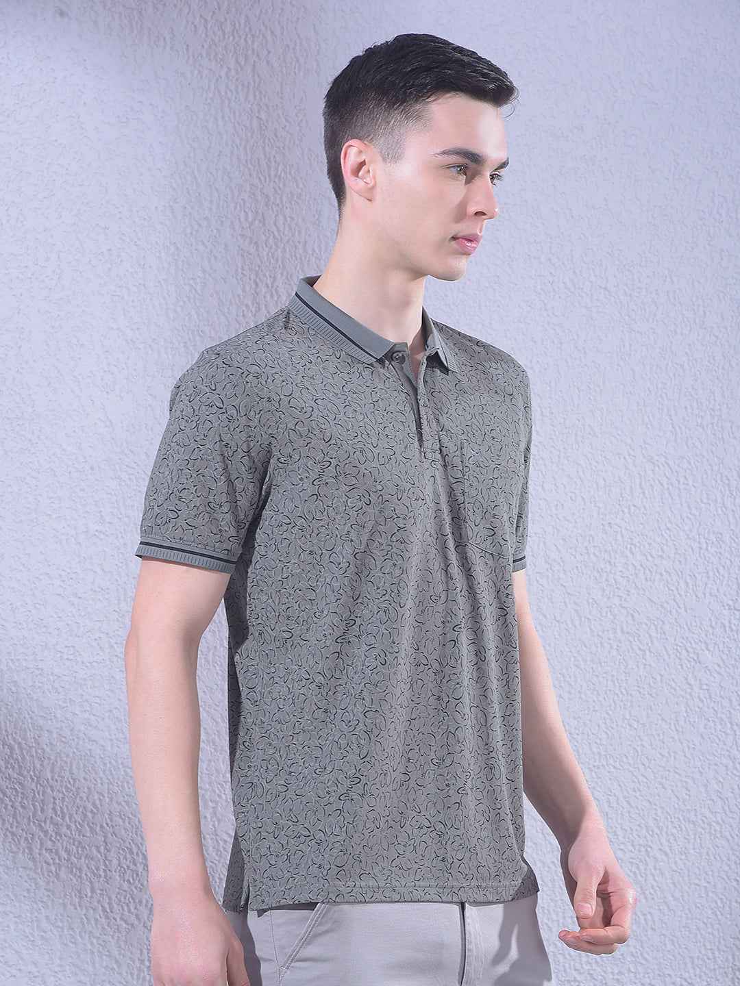 Grey Floral Print T-Shirt