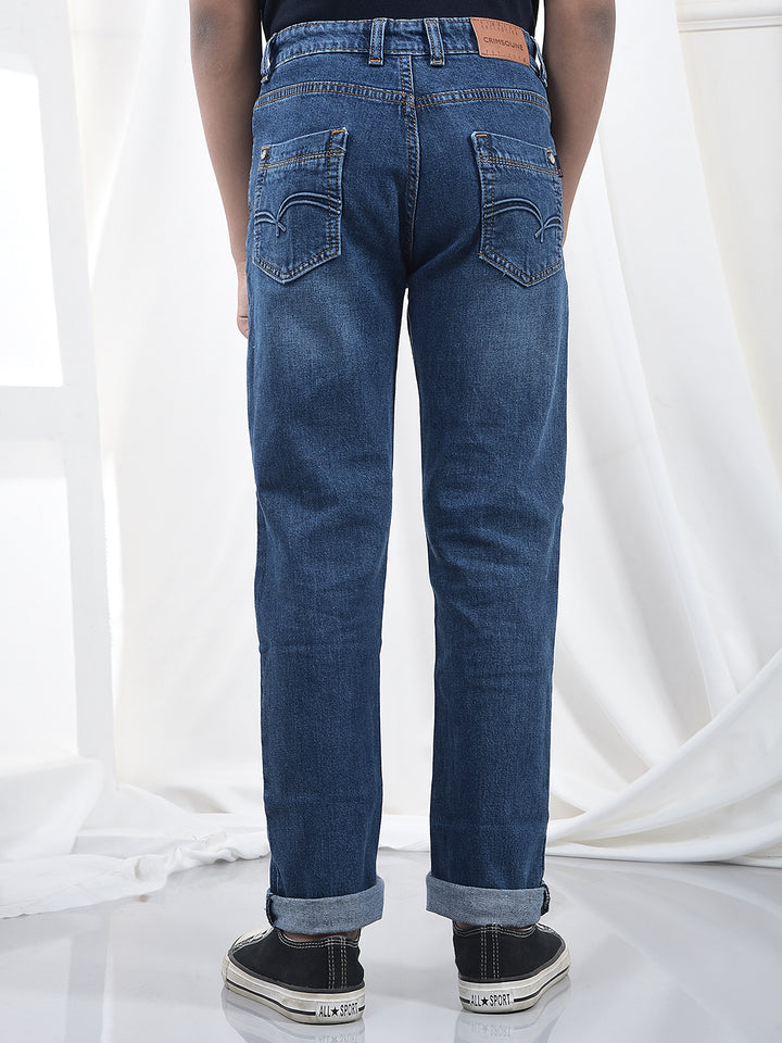 Chic Navy Blue Straight Jeans