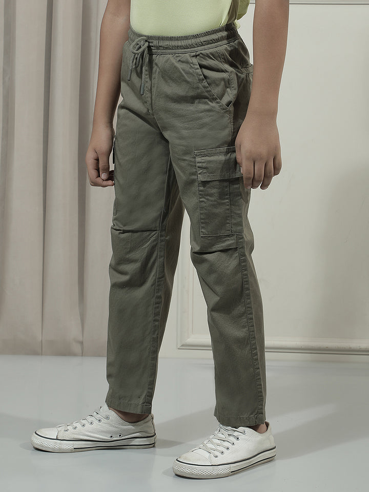 Olive 100% Cotton Cargo Trackpants