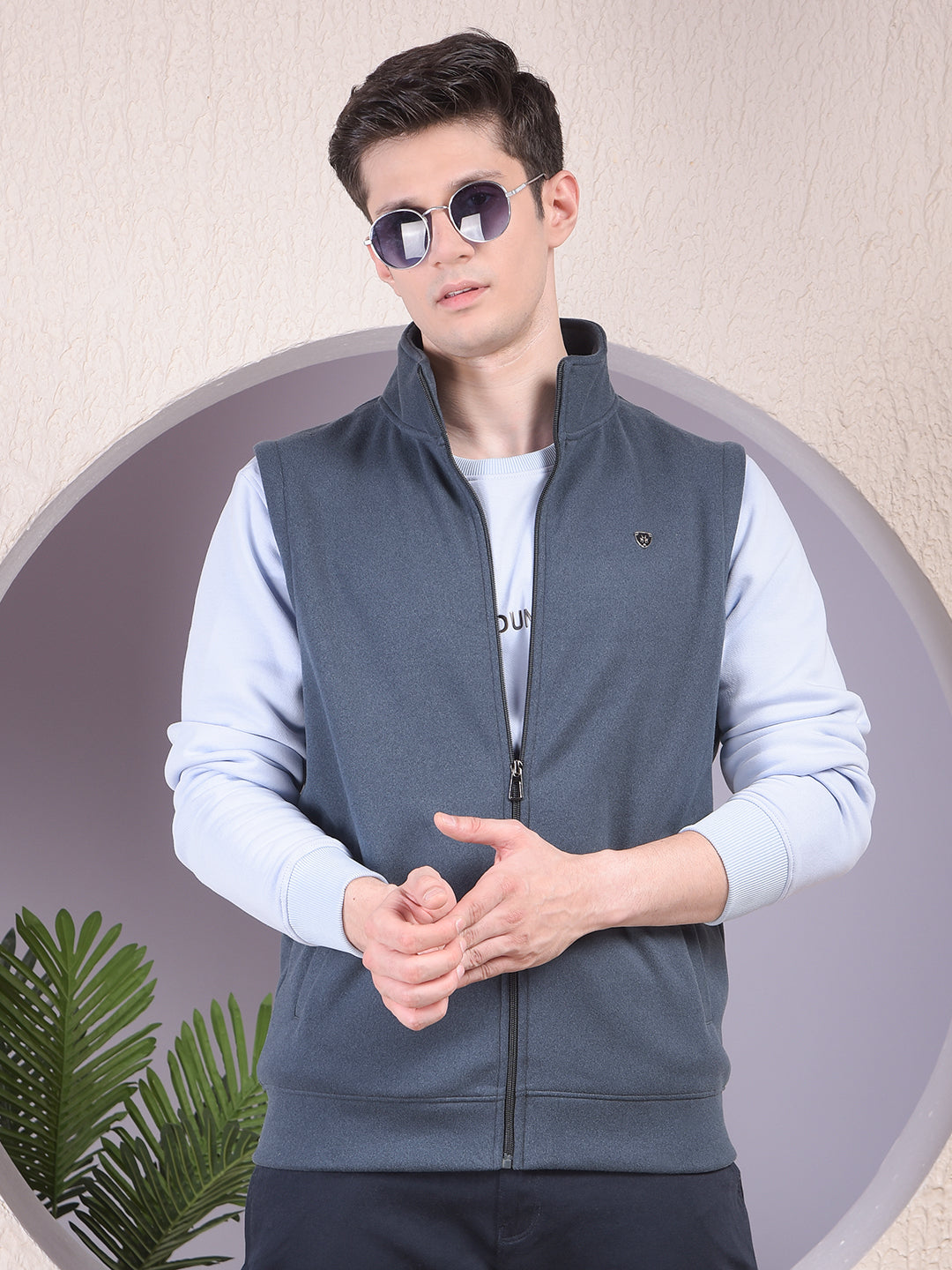 Gritty Blue Sleeveless Sweatshirt