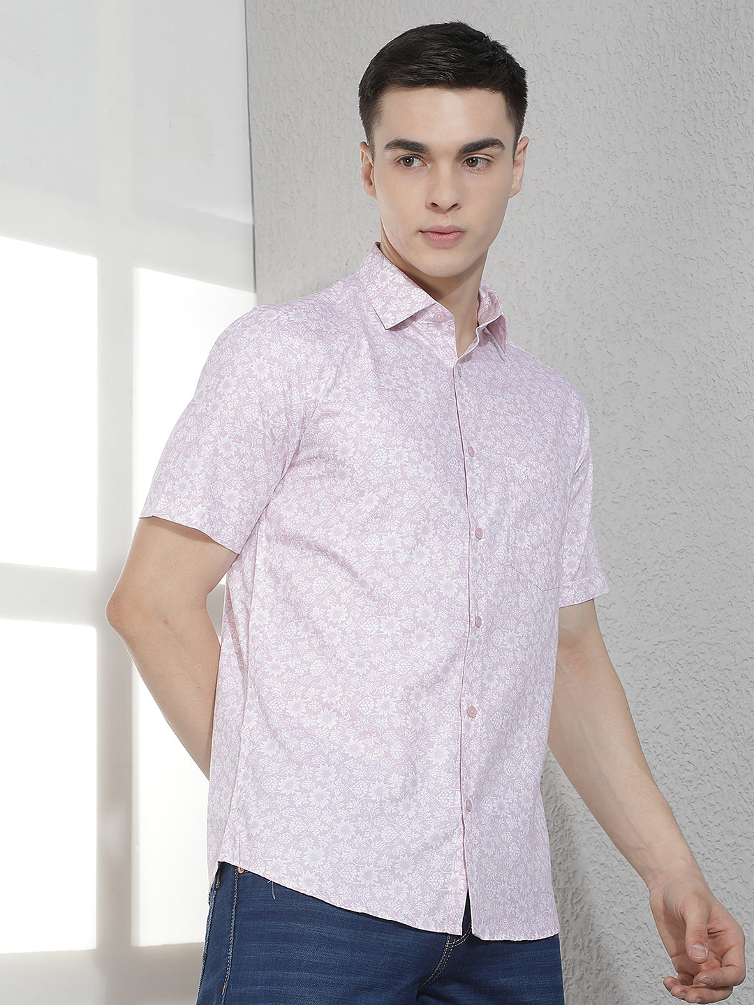 Pink Floral Print Modal Shirt