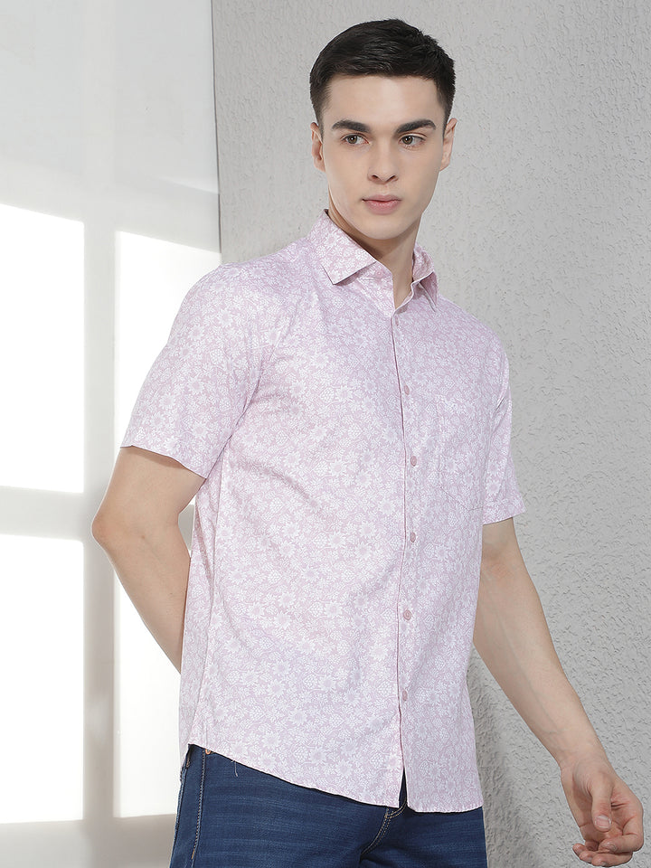 Pink Floral Print Modal Shirt