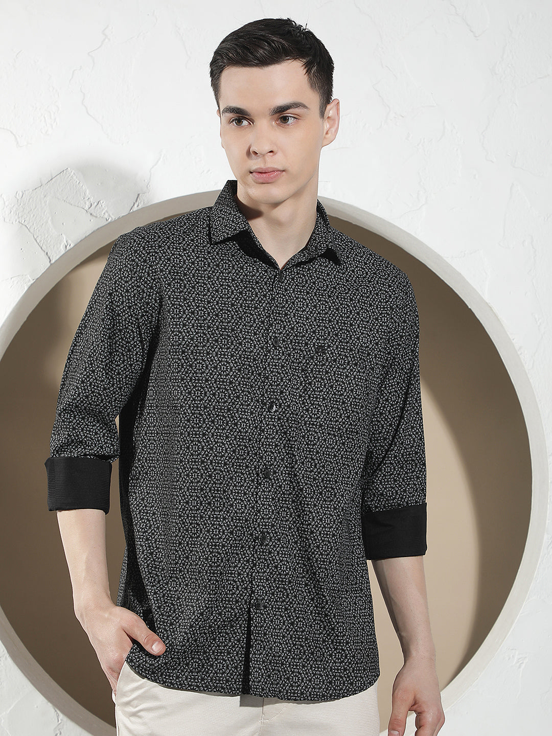 Black Printed 100% Cotton Shirt
