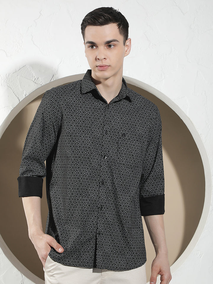 Black Printed 100% Cotton Shirt