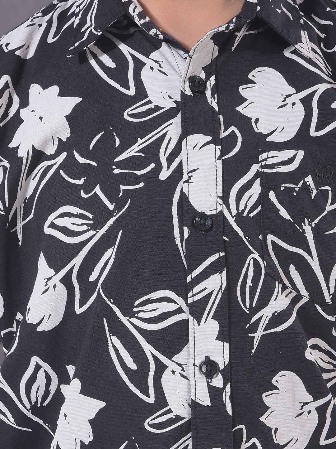 Black Floral Print Shirt