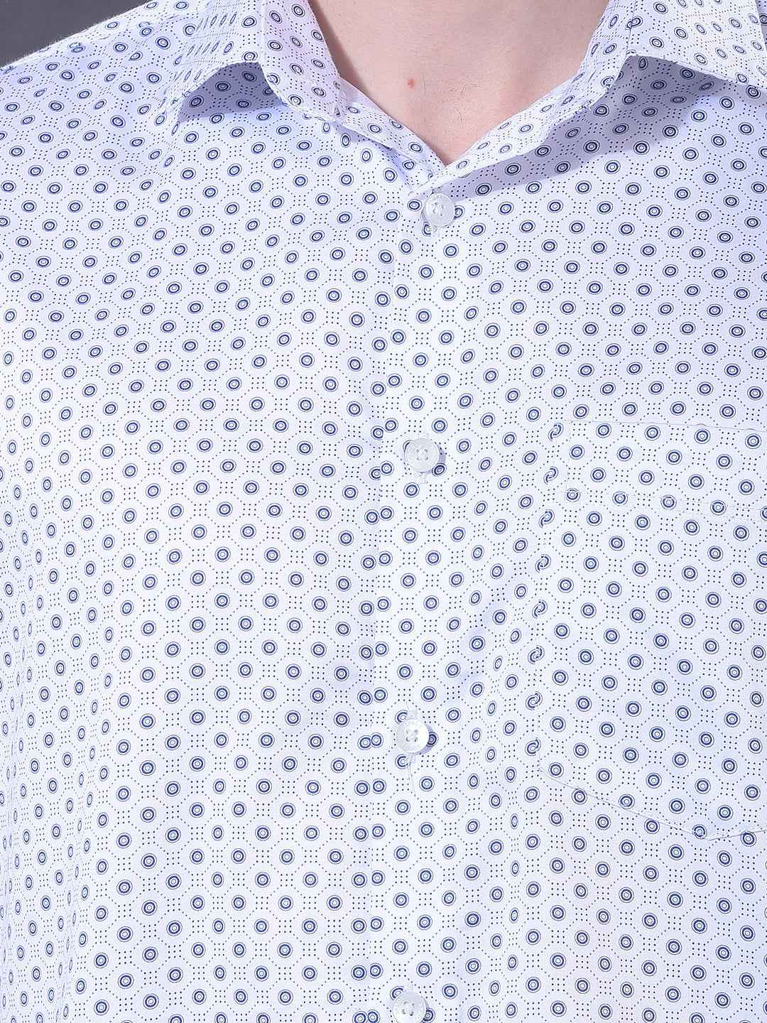 White Polka Dot Print Shirt