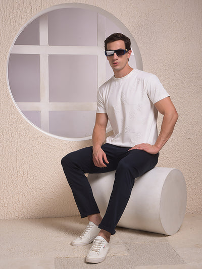  Obsidian Dobby Fit Navy Blue Trousers
