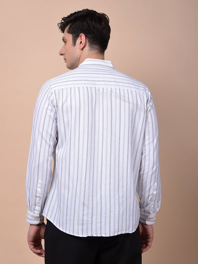 White Vertical Stripes 100% Cotton Shirt