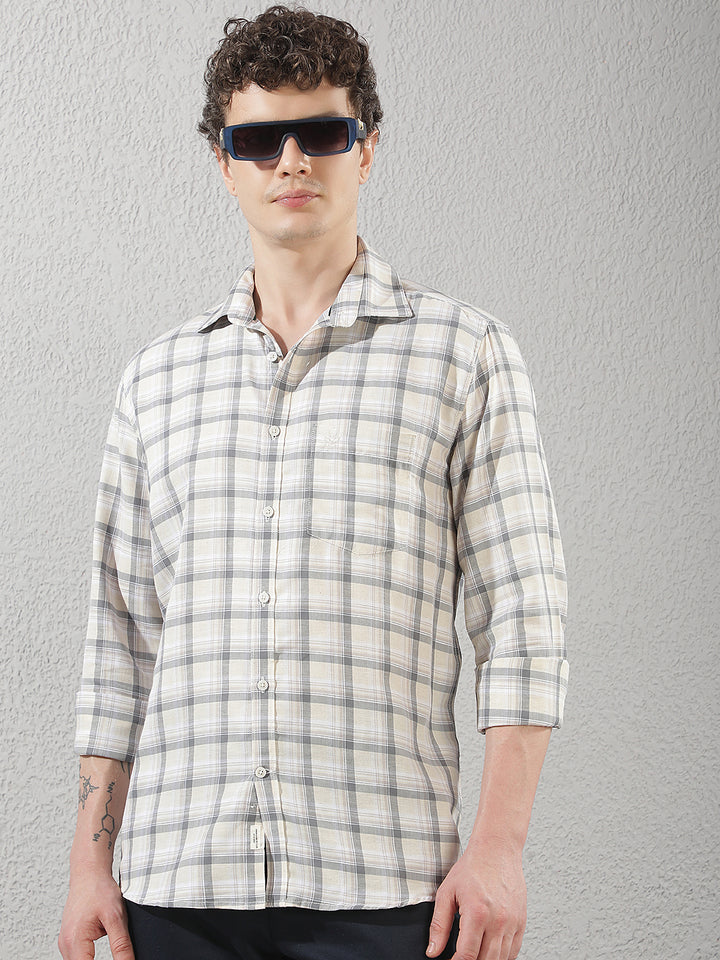 Yellow Linen Checked Shirt