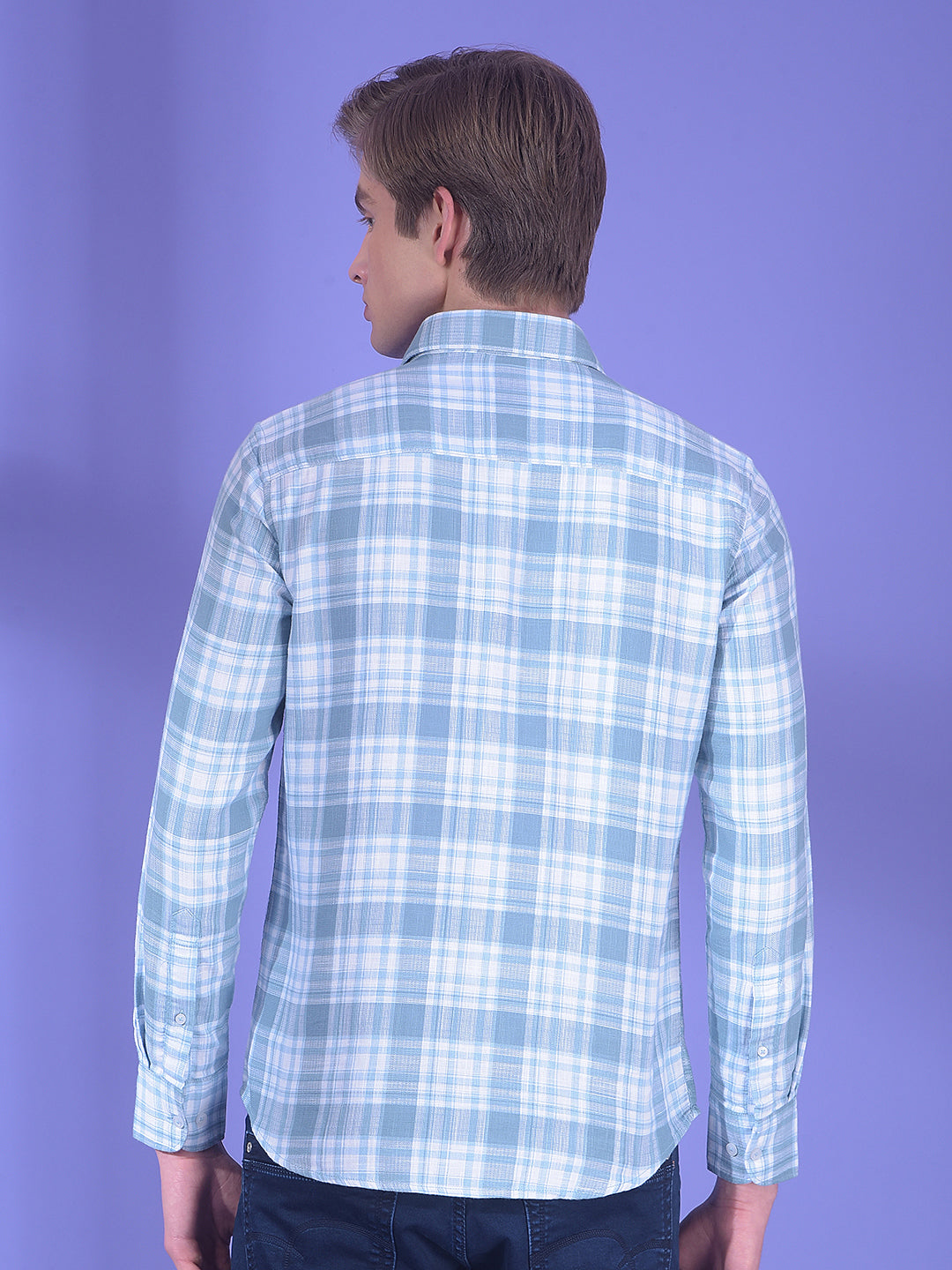 Blue Checked 100% Cotton Shirt
