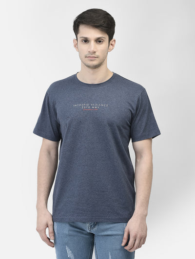 Blue Typographic Print T-Shirt