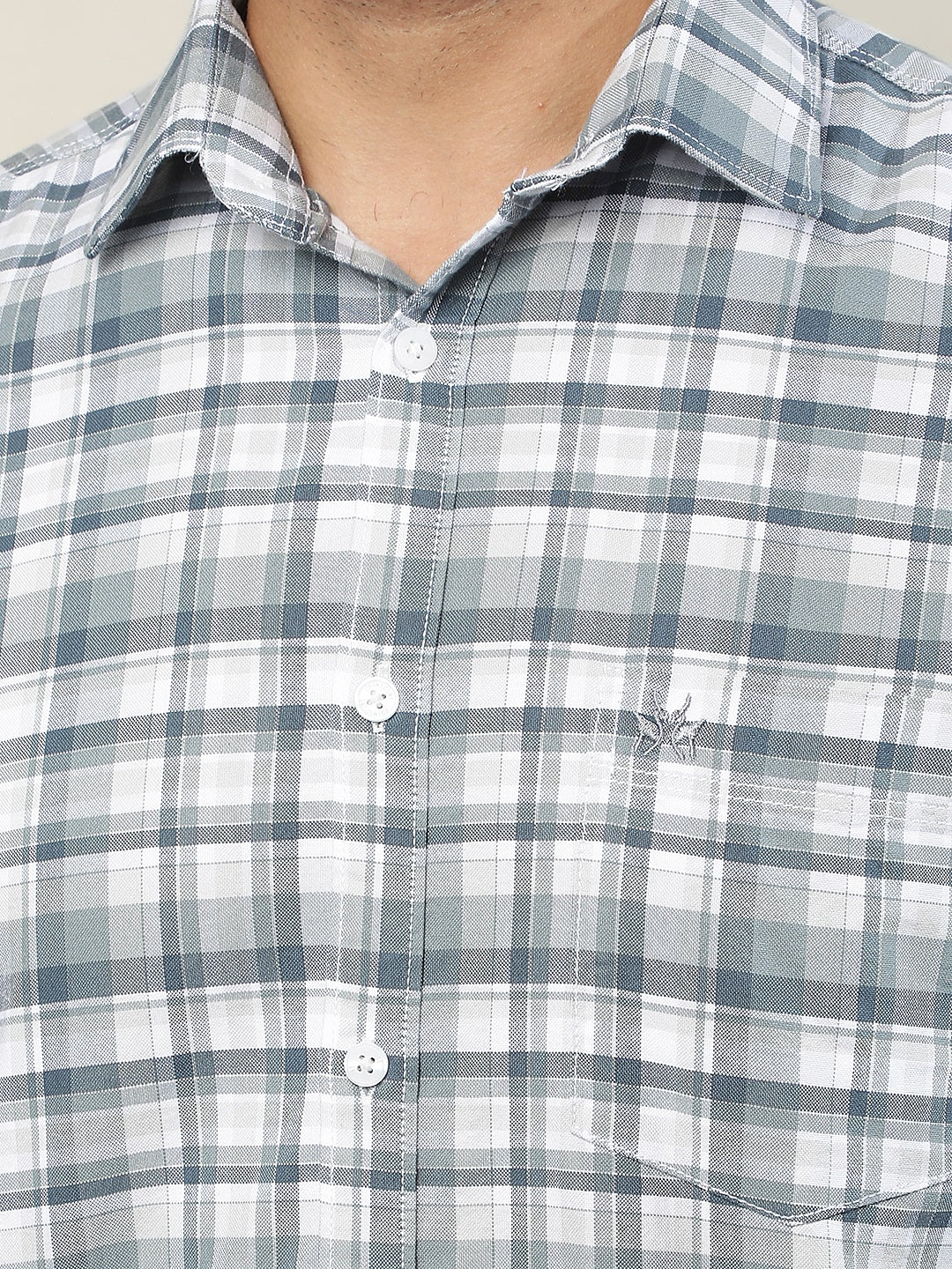 Grey Checked 100% Cotton Shirt