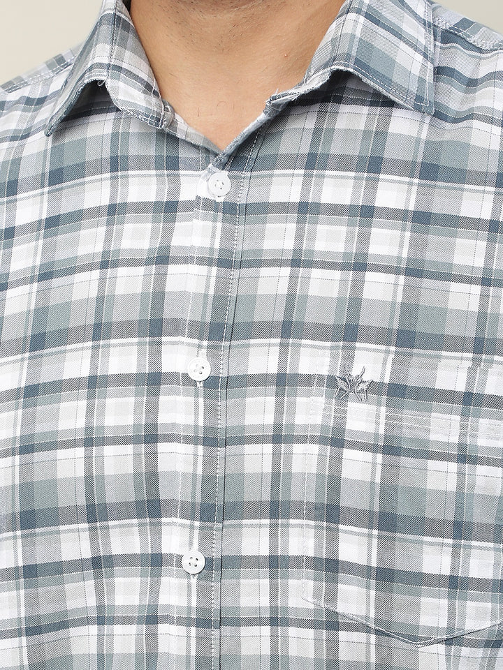Grey Checked 100% Cotton Shirt