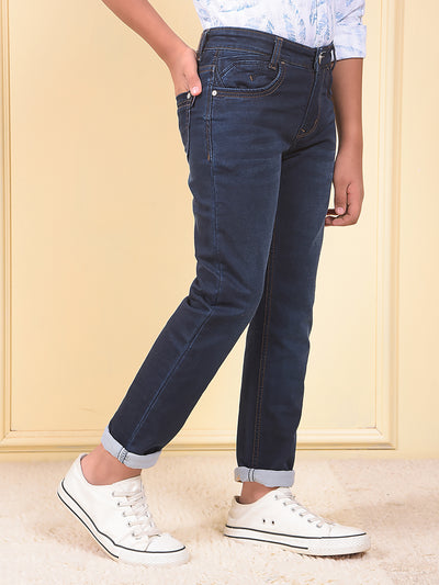 Trendy Slim Fit Navy Blue Jeans