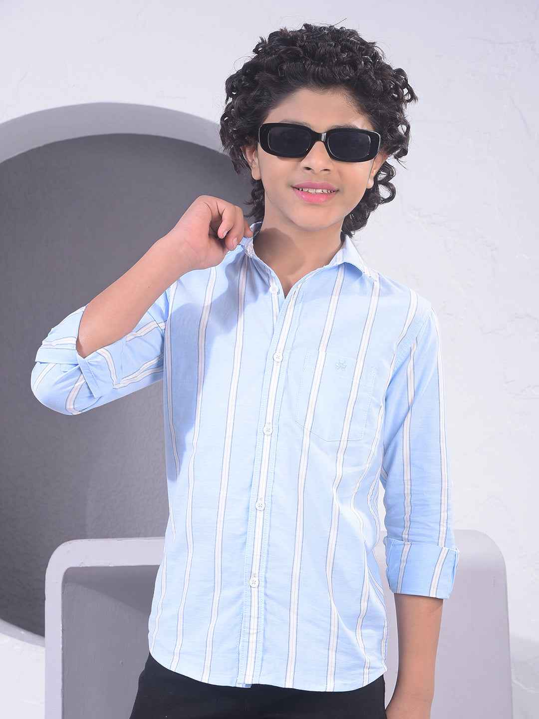 Blue Vertical Stripes 100% Cotton Shirt