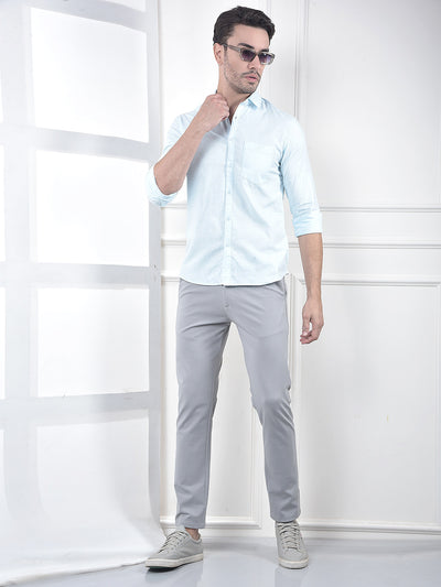Blue Linen Blend Casual Shirt