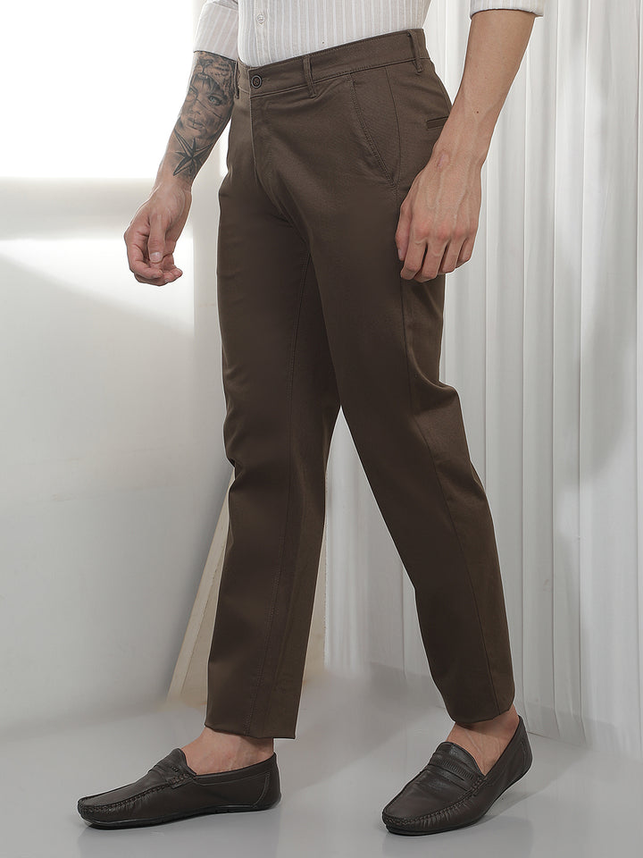 Brown Straight Cotton Trousers