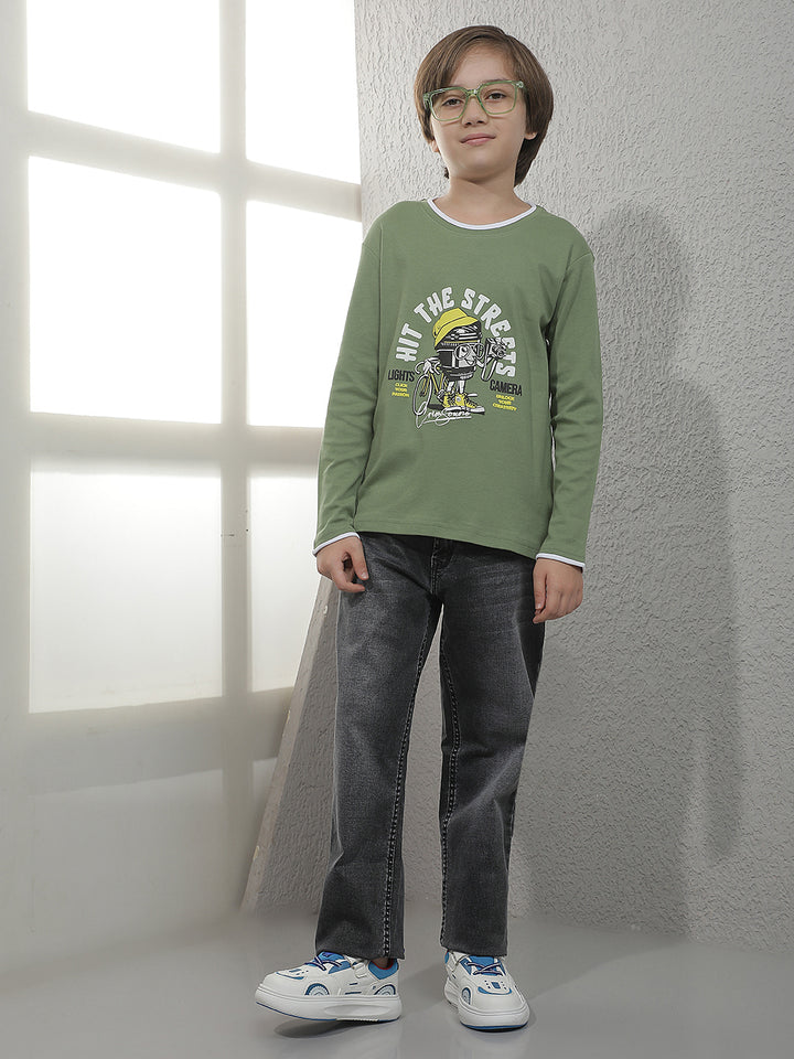 Fern Green Graphic Print 100% Cotton T-Shirt
