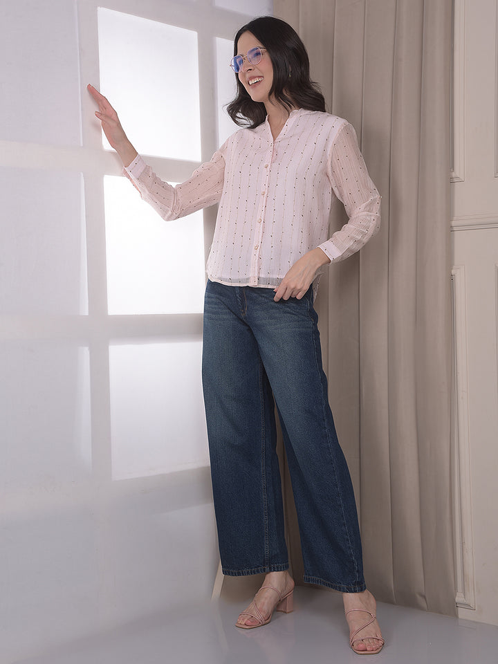 Pink Botanical Print V-Neck Top
