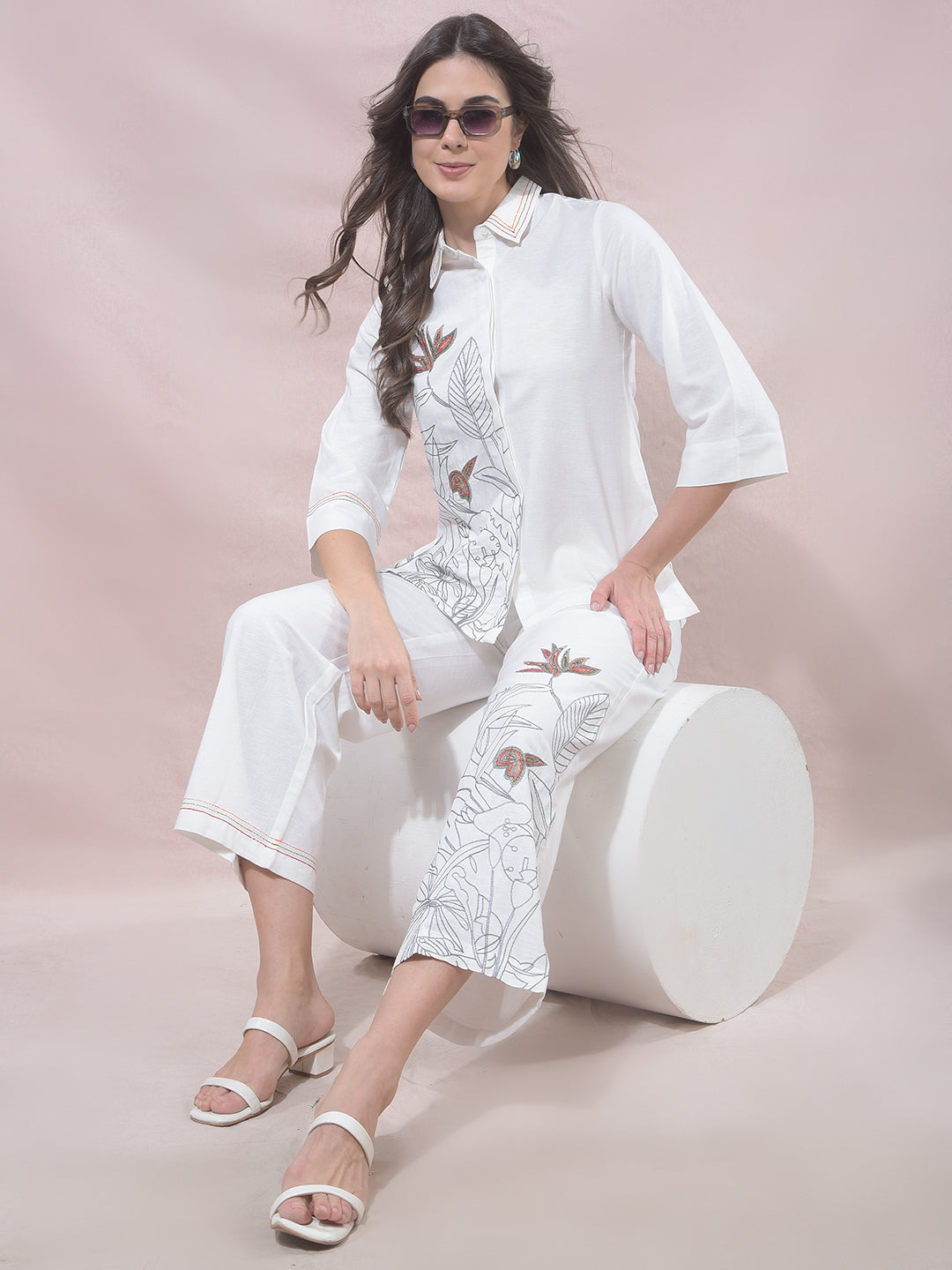 RiftTropica Off White Embro Shirt