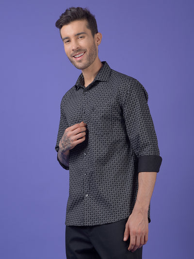 Black Printed 100% Cotton Shirt