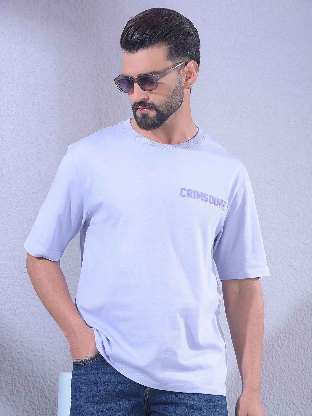 Purple 100% Cotton Oversize Brand Logo T-Shirt