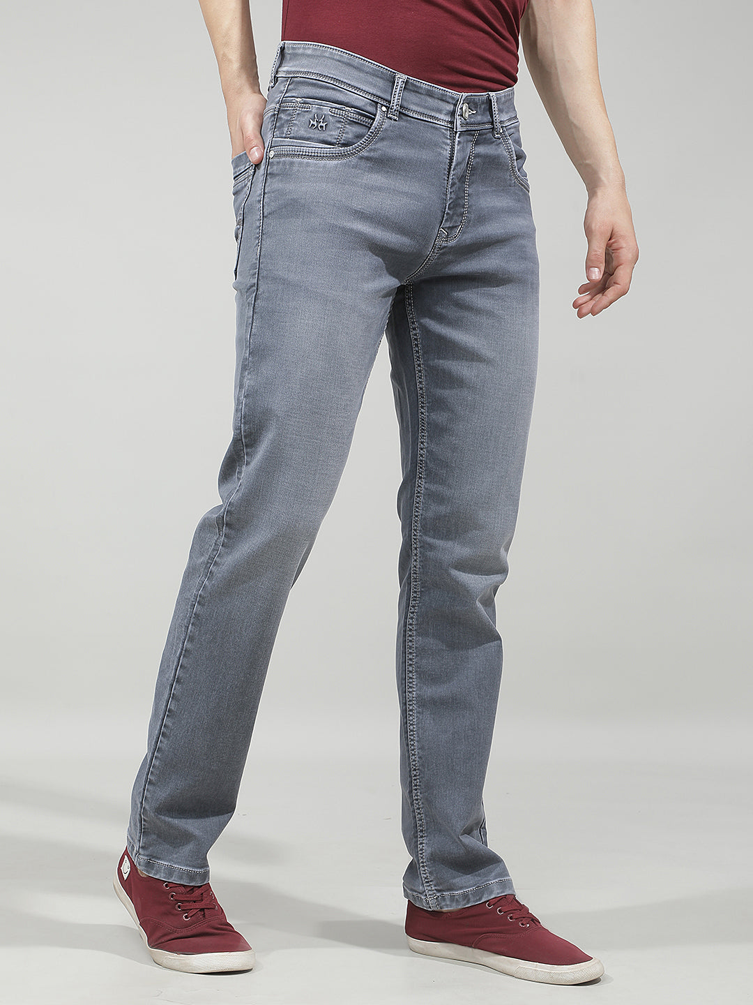Sleek Graphite Grey Straight Jeans