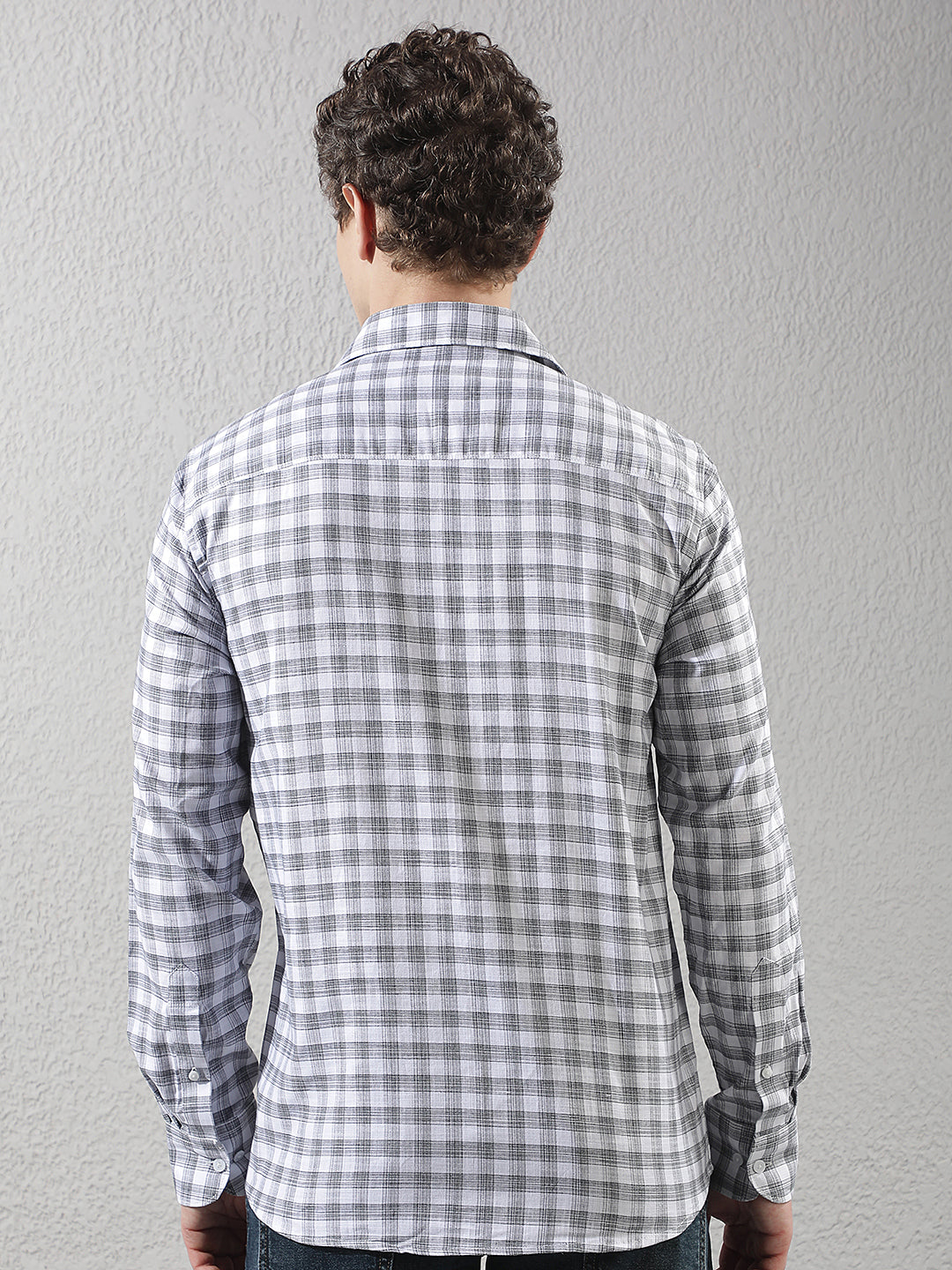 White 100% Cotton Checked Shirt