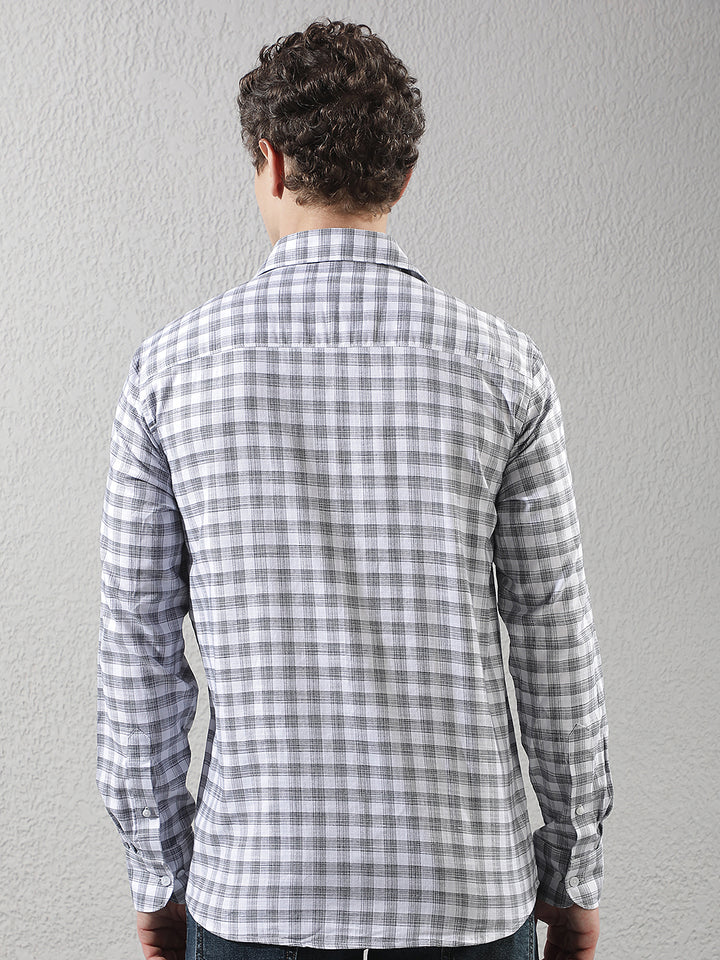 White 100% Cotton Checked Shirt