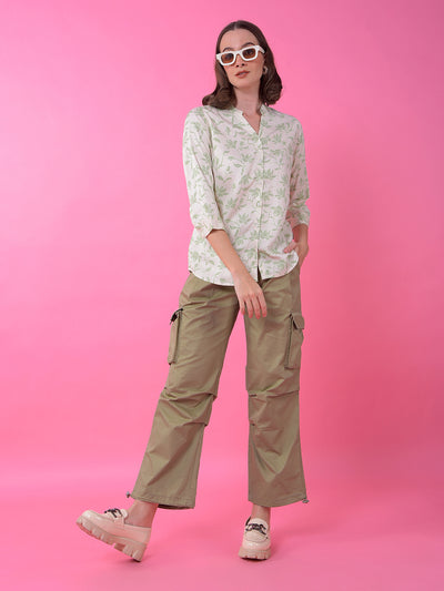 Beige Loose Fit 100% Cotton Cargo Trousers