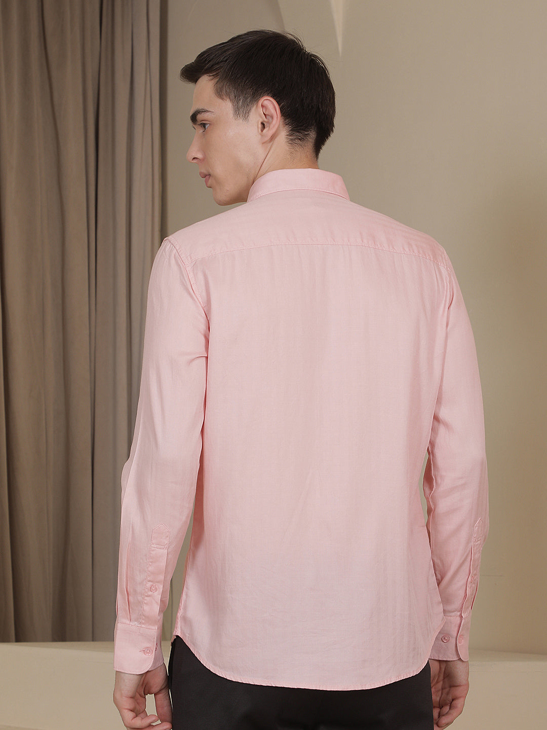 Peach Vertical Stripes Shirt