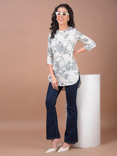 Green Floral Print Top