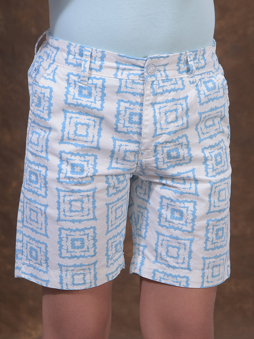 Blue Printed 100% Cotton Shorts